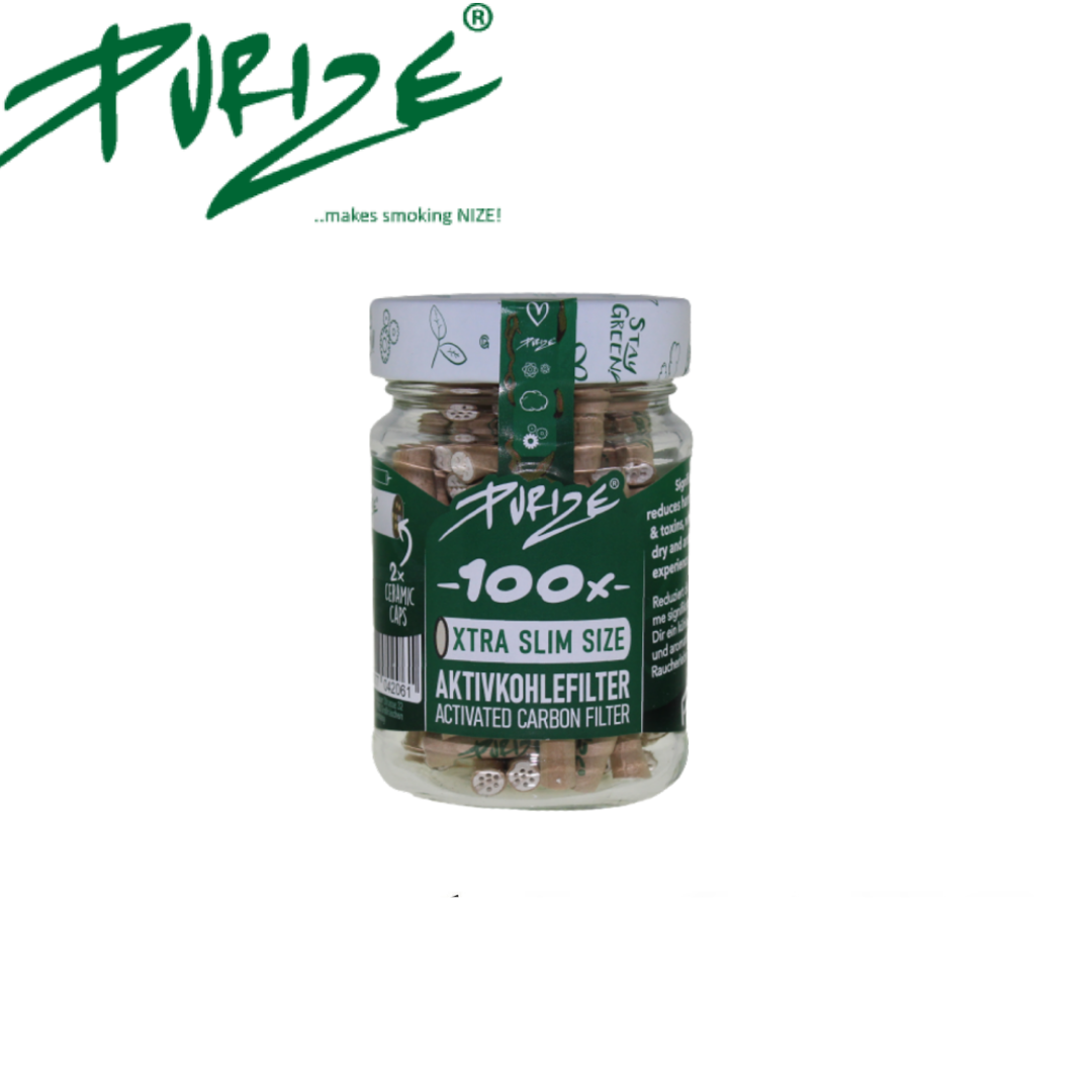 Aktivkohlefilter, PURIZE®, XTRA Slim, ORGANIC, 100er Glas